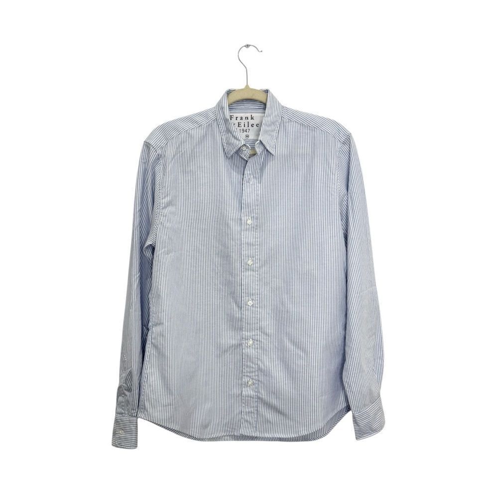 NEW FRANK & Eileen Finbar button down organic cotton shirt in blue stripe - Picture 6 of 7